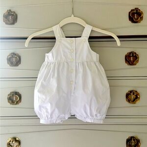 White On White Butterfly Baby Romper  Pockets Snaps Button Front 3-6 M